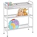 mDesign Estantería metálica para cuarto infantil – Compacta estantería de 3 baldas para organizar juguetes, libros, peluches, etc. – Útil sistema de almacenaje de metal y fibra sintética – gris/blanco