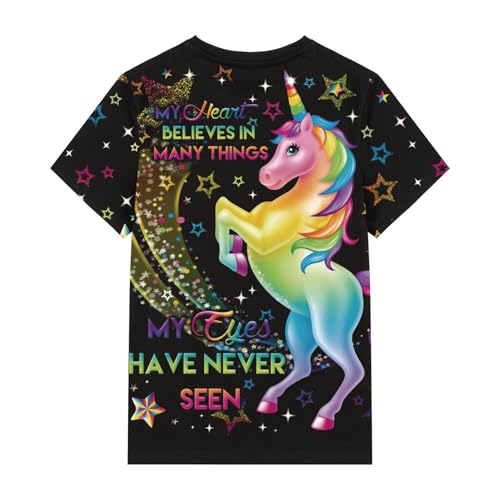Girls Tie Dye Shirt Short Sleeve Top Crew Neck Tee Shirts Kids Girl 3D Summer Clothes 6-14 Years2