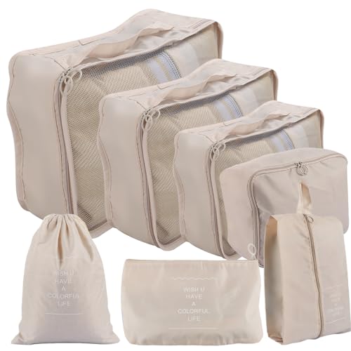 Aselected 7 PCS Travel Organiser Packing Bags Packing Cubes 