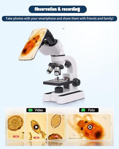 Image of Compound Microscope ，40X-3200X Research Class, Microscope Kit LED Light, Carrying Box ，monocular Microscopes for Students Beginner