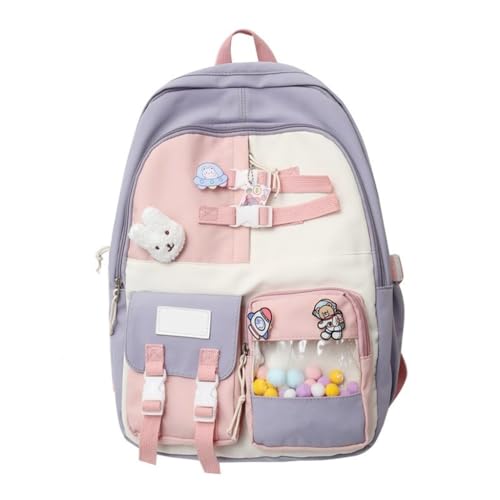 Mochila escolar coreana Harajuku de gran capacidad con bolsillo para laptop y nailon