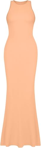 Miniatura 4 de REORIA Vestido largo básico sexy para mujer, elegante, sin mangas, sin espalda, acanalado, bodycon, maxi vestidos