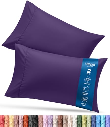 Pillow Cases Queen Set of 2, Ultra Soft Comfy Pillow Covers, Egg Plant
