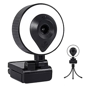 RERBO 1080p Webcam AutoFocus 2K Adjustable Brightness Web Camera with Stereo Microphone and Tripod for Live Streaming Distance Education Video Conferencing Webcast As