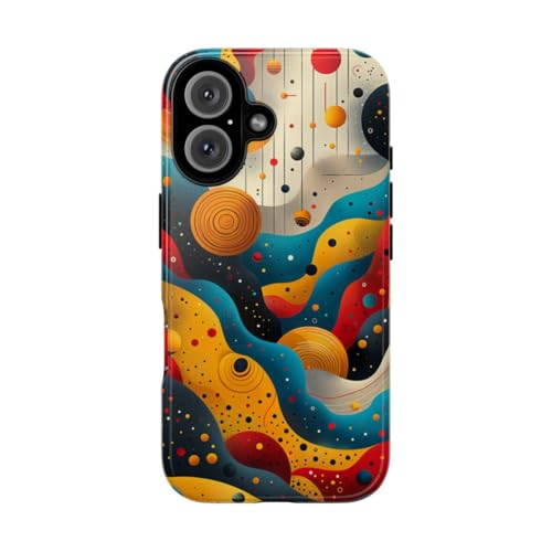 Coque iPhone 16 vagues cosmiques - Protection rigide brillante jaune