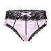 inhzoy Mutandine Sissy per Uomo Perizoma in Pizzo per Gay Slip Stringhe Trasparenti G Sospensori Intimo Girlie Intimo Giocattoli Erotici per Uomo Crossdresser Pink L