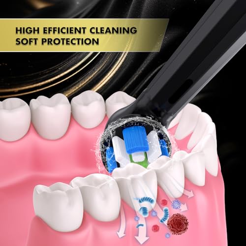 Compatible with Oral-B iO 3/4/5/6/7/8/9/10 Series Ultimate Clean Electric Toothbrush Replacement Brush Heads,for Oral-B iO Electric Toothbrush,10 Pack (Black)