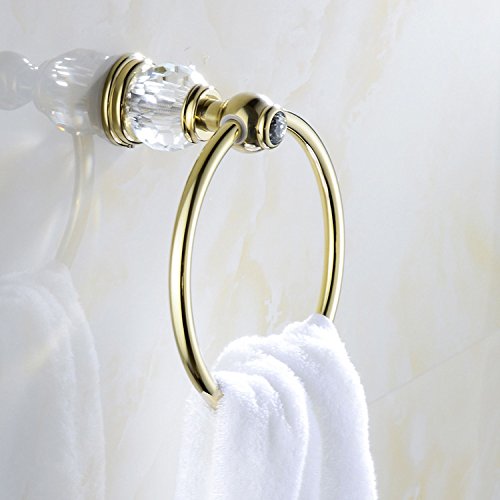 HOMEd - Toallero de cristal para colgar en la pared y gancho de cobre para accesorios de baño e inodoro