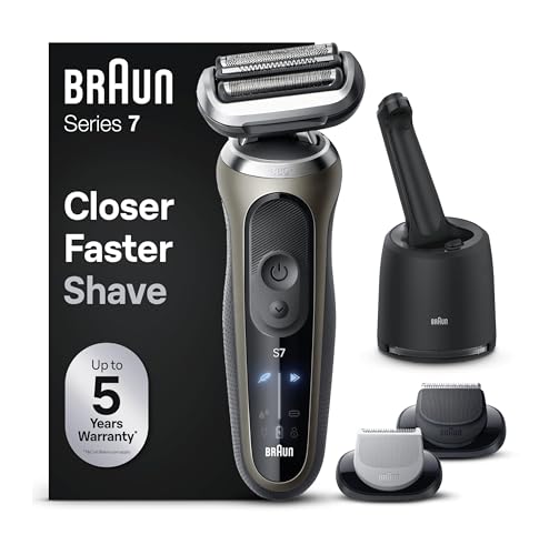 Braun Series 7 72-C7650cc Afeitadora Eléctrica, Con Centro De Limpieza SmartCare, Accesorios EasyClick, Dorada