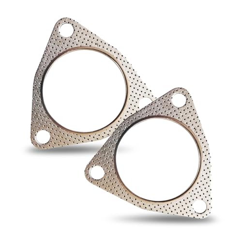 Image of 2 PCS Car Exhaust Pipe Interface Gasket, 2.99 inch ID Thickened Design Metal Three-hole Stable Structure Exhaust Flange Gasket Replacement, Automotive Exhaust Turbo Accessorie for Cars (Silver)