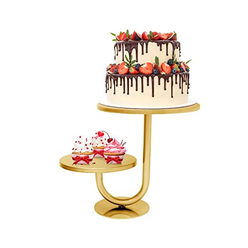 Pnbo 2-Tier Cake Stands - 8/10 Inch Gold Cake Stand Set - Cake Display Stands For Dessert Table - Cake Plate For Weddings,Graduation Ceremonies, Birthday Parties, Anniversaries,Family Gatherings #TOP20