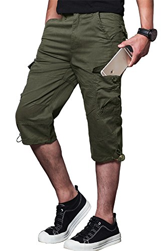 Men's Cargo Shorts 9 Inch 38 Tall Cargo Shorts Cargo Sweat Shorts with Multi-Pocket Army Green