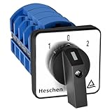 UI : 660 V ; Ith : 63 A Heschen Commutateur rotatif universel SZW26-63/D404.4 660 V 63 A ON-OFF-ON 3 positions 4 phases 4NO+4NC 16 bornes CE