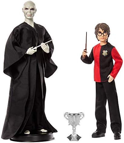 Harry Potter Collectible Doll 2-Pack, Gift Set with 12-inch Voldemort Doll and 10.5-inch Harry Potter Doll, with Film-Inspired Fashions and Wands, Gift for 6 Year Olds and Up
