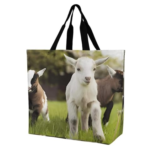 Sac de courses léger et robuste motif chèvre de grande capacité