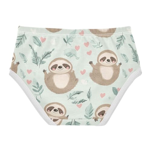 Wusikd Cute Sloths Girls' Underwear Cotton Pink Hearts Girls Briefs Soft Toddler Underwear 2T2