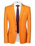 MOGU Men's Slim Fit Sport Coat Blazer Casual Formal Suit Jacket for Party Business Wedding Prom and Homecoming Size 40 Orange