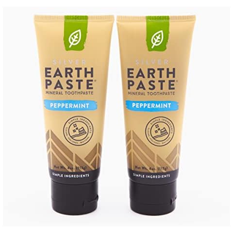 Redmond Earthpaste w/Silver – Natural Non-Fluoride Toothpaste, 2 Pack (Peppermint) Cover