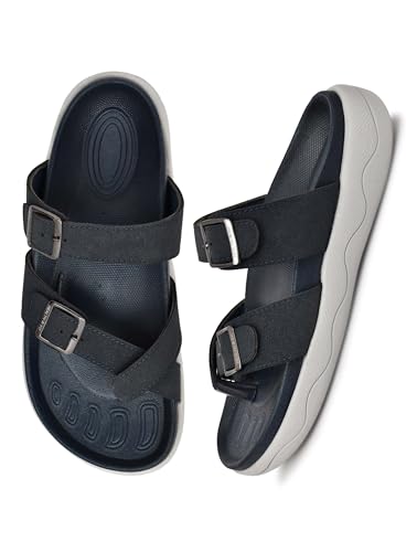 Image of HEALTH FIT Extra Soft Premium Classic Cushion Sliders /with Adjustable Buckle Strap & Light Weight Anti-SkidWaterproof Luxurious Slippers for Men's HF119
