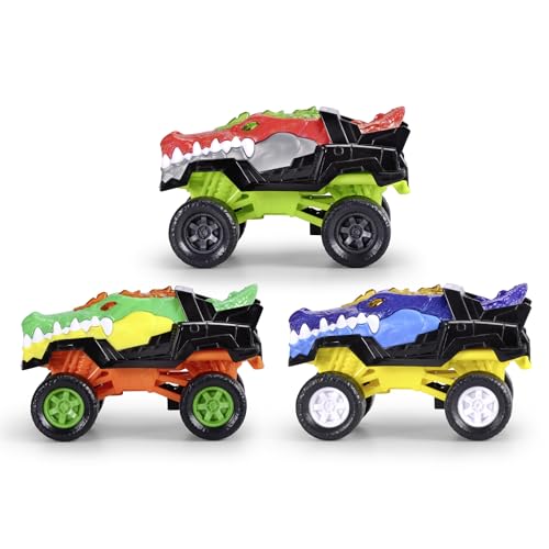 Dickie Toys - Metal Monster Gator Auto (15 cm) - Krokodil-Monstertruck ab 3 Jahre, Spielzeugauto für Kinder mit Rückzug, Federung & Gummireifen (3-Fach Sortiert, zufällige Auswahl)