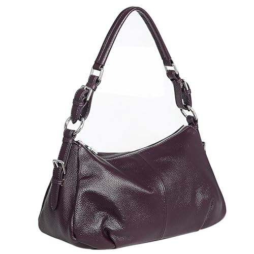 HESHE Leather Purses for Women Hobo Shoulder Bag Tote Top Handle Bag Ladies Handbags Crossbody Bags (Violet), Violet