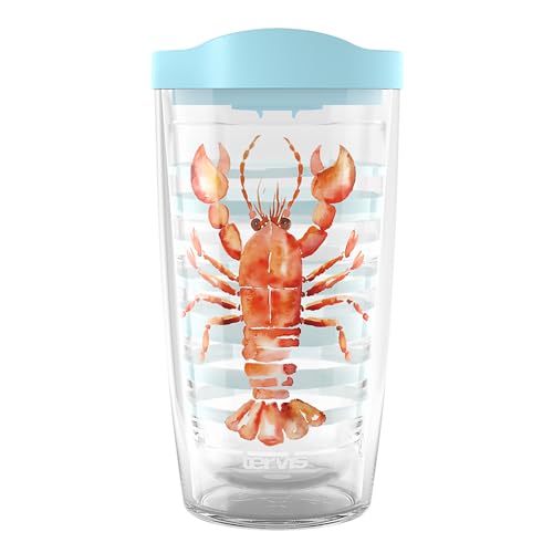 Gobelet isotherme 473 ml avec couvercle étanche et motif homard marin