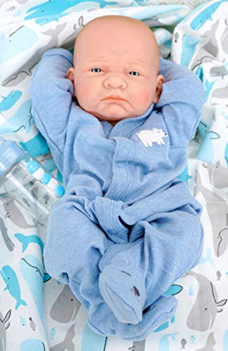 Handsome Baby Doll so Realistic Blue Eyes Reborn boy Anatomically Correct Washable Berenguer Realistic 14" inches Real Soft Vinyl Lifelike Pacifier with Beautiful Accessories