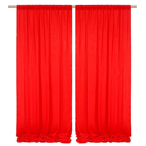 Sherway 2 Panels 4.8 Feet X 10 Feet Red Thick Satin Backdrop Drapes, Non-Transparent Window Curtains For Wedding Ceremony Christmas Party Stage Décor #TOP13