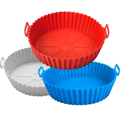 Kit 3 Formas de Silicone Para Air Fryer Antiaderente Redonda 20cm...