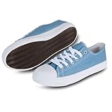 hello basics Canvas Shoes for Women Casual Low Top Light Denim Sneakers Fashion Womens Tennis Shoes, LT Denim, Size 9