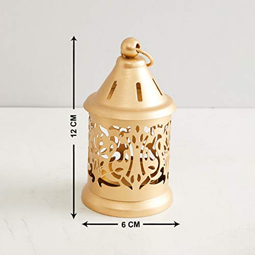 Image of Home Centre Raga-Manthan Round Metal Hanging Lantern ( Golden , Set of 2 Pieces )