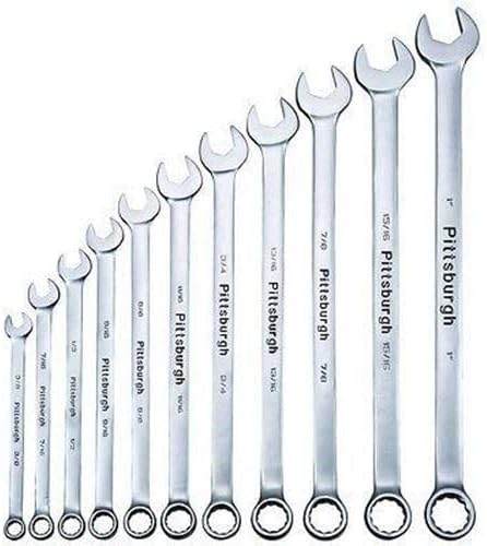 ARC-POWER For SAE Extra Long Handle Combo Box End Wrench Set 12 Point Chrome Finish Standard