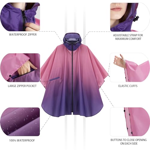 Image of salamra Rain Poncho Jacket - Hooded Waterproof Raincoat with Pocket for Women Men Adults