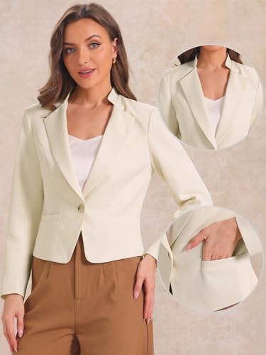 Allegra K Work Blazer for Women's Long Sleeve Stand Lapel Collar Pockets Button Business Suit Jacket2