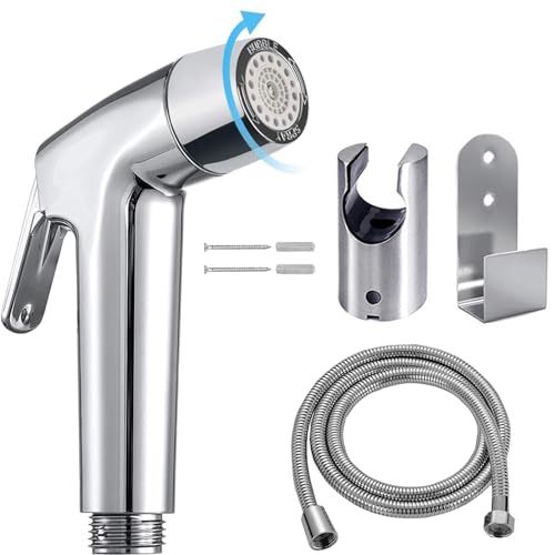Handheld Bidet Sprayer Toilet Bathroom with Wall Bracket Hose Set, Closestool, Squatting Pan, Water Flower, Floor Cleaning Cloth Diaper for Bathroom Hygiene 3 Set (Note: linker not Included)