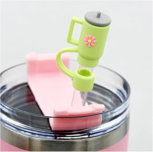 Image of House of Quirk 3PCS Silicone Straw Covers Cap Compatible with Tumbler 10mm Cute Flower Straw Toppers for Tumblers, Dust-Proof Drinking Straw Caps for Reusable Straws Tips Lids (Multicolor)
