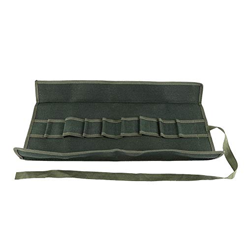 Green Bonsai bolsa de armazenamento de ferramentas, bolsa de rolo de ferramentas, 10 compartimentos