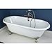 Kingston Brass Aqua Eden VCTND663013NB8 Cast Iron Double Ended Clawfoot Bathtub with Brushed Nickel Feet without Faucet-Drillings, 66-Inch, White