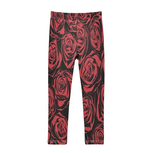 Bolaz Toddler Girls Leggings Printed Yoga Pants Leggings Red Roses for Kids