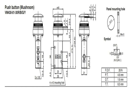 Válvula mecánica de 3 puertos VM430-01-32R con conexión de aire para paneles 3