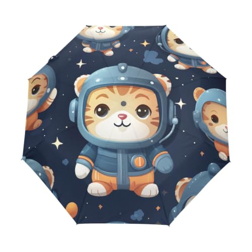 Parapluie de voyage chat astronaute automatique anti-UV compact pour protéger une fille sans s'encombrer