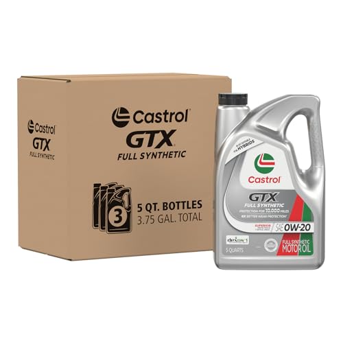 Castrol GTX Full Synthetic 0W-20 Motor Oil 5 Quarts Pack of 3