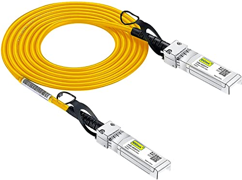 Image of [Yellow] Colored 10G SFP+ DAC Cable - Twinax SFP Cable for Cisco SFP-H10GB-CU0.3M, Meraki MA-CBL-TA-0.3M, Ubiquiti UniFi, D-Link, Fortinet, Supermicro, Netgear, 0.3-Meter(1ft)