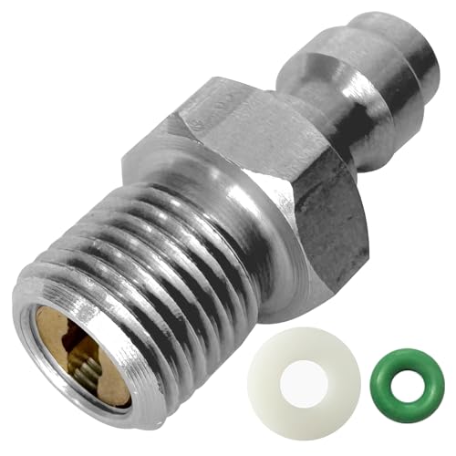 Image of 8mm Quick-Disconnect Plug Adapter, Stainless Steel M10x1 Male Thread Air Tool Charging Fittings with Sealing O-Ring