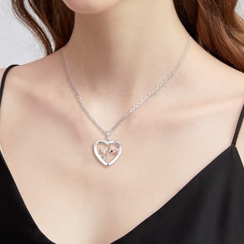 Horse Necklace and Cowgirl Necklace, Sterling Silver Heart Pendant, Western Jewelry for Valentine's Day Gifts, Ideal for Equestrian Lovers and Country Style Enthusiasts2