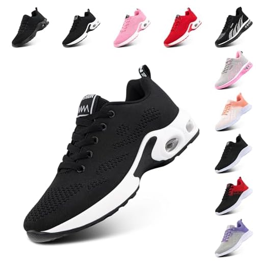 Hitmars Chaussure de Course Femme Respirante Légères Chaussures de Sport Fitness Gym Athlétiques Chaussures de Running Confortables Jogging Sneakers Noir EU 40