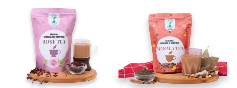 Haritima Chaiwala Ki Chaipatti Combo Pack of Masala & Rose Flavoured Tea Rich and Aromatic Blend of Assam Black Tea with Indian Spices Rose Petals Infused Gulaab Chai – 250gm Each (B0D7ZQHYKN) Amazon Price History, Amazon Price Tracker