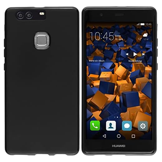 mumbi Fodral kompatibel med Huawei P9 Plus mobiltelefonfodral mobilskal, svart