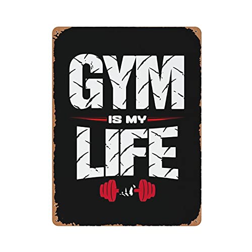 Hdadwy Targa in metallo con scritta Esercizio Palestra è la mia vita, decorazione da parete in metallo, decorazione per la casa, il giardino, il garage, 40,6 x 30,5 cm