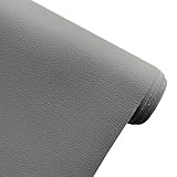 Kunstlederstoff, 160 cm breit, strapazierfähiges Polsterleder, Meterware, Bastelmaterial, Kunstlederstoff zum Nähen, Sofa, Geldbörsen, Handtasche (Hellgrau)